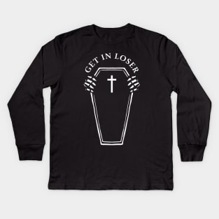 get in loser coffin soft grunge gothic goth aesthetic Kids Long Sleeve T-Shirt